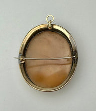 Load image into Gallery viewer, Vintage Gold Filled Rebecca at the Well Carved Shell Cameo Brooch Pin w/ Pendant Loop (2&quot;)
