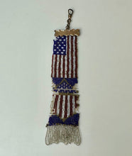 Load image into Gallery viewer, Vintage Americana Hand Beaded Woven Flag Pin Watch Fob As-Is (8&quot;)
