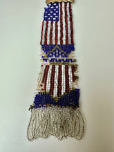 Load image into Gallery viewer, Vintage Americana Hand Beaded Woven Flag Pin Watch Fob As-Is (8&quot;)
