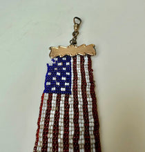 Load image into Gallery viewer, Vintage Americana Hand Beaded Woven Flag Pin Watch Fob As-Is (8&quot;)
