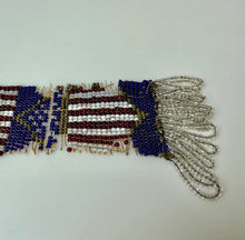 Load image into Gallery viewer, Vintage Americana Hand Beaded Woven Flag Pin Watch Fob As-Is (8&quot;)
