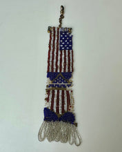 Load image into Gallery viewer, Vintage Americana Hand Beaded Woven Flag Pin Watch Fob As-Is (8&quot;)
