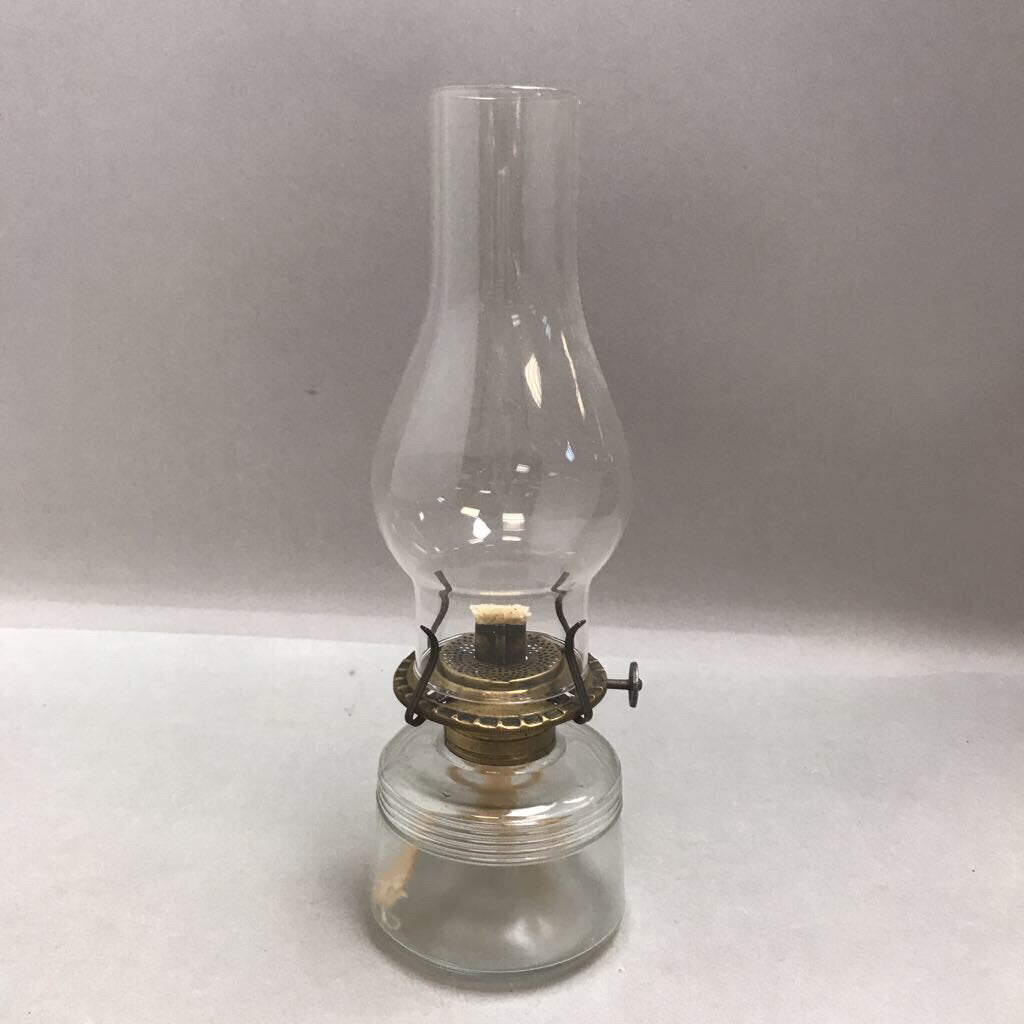 Vintage Glass Oil Lamp (10in)