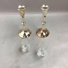 Load image into Gallery viewer, Silver Plated Candlesticks with Glass Shade (Pair of 2) (10in)
