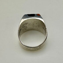 Load image into Gallery viewer, Vintage Sterling Onyx Sunstone Ring Signed sz 10
