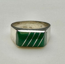 Load image into Gallery viewer, Vintage Sterling Malachite Ring Signed sz 10
