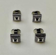 Load image into Gallery viewer, Stainless Steel Onyx Dress Set Cufflinks &amp; Shirt Studs NIB
