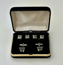 Load image into Gallery viewer, Stainless Steel Onyx Dress Set Cufflinks &amp; Shirt Studs NIB
