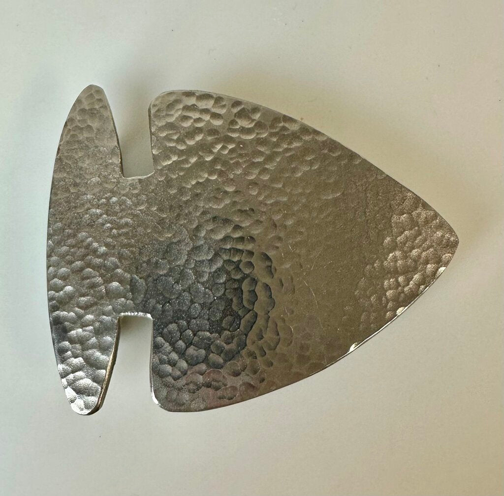 Vintage Silver Metal Hammered Arrowhead Belt Buckle (2.5x3.25