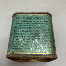 Load image into Gallery viewer, Vintage Dr Willis Meyers Veternary Medicine Wenona Illnois Tin (2&quot;)(2 Available)
