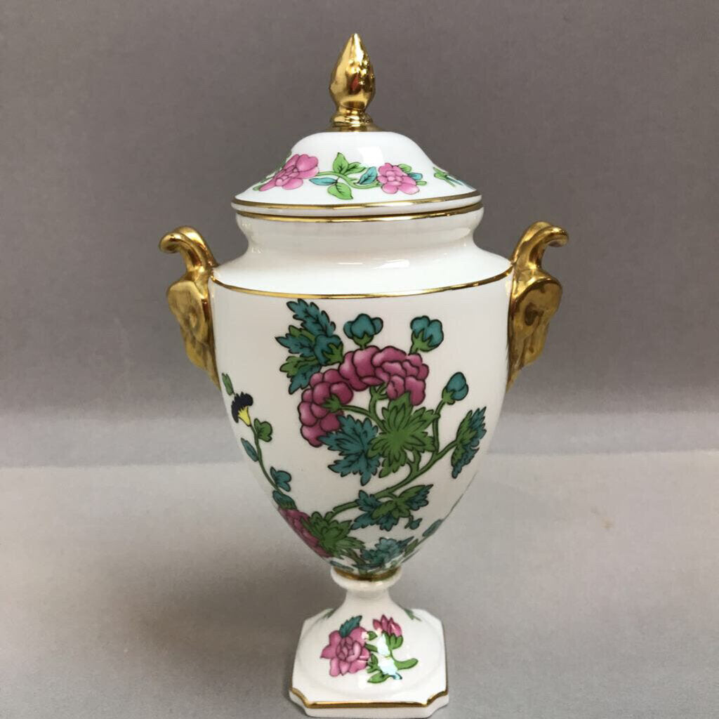 Coalport England Indian Tree Lidded Urn with Gold Trim