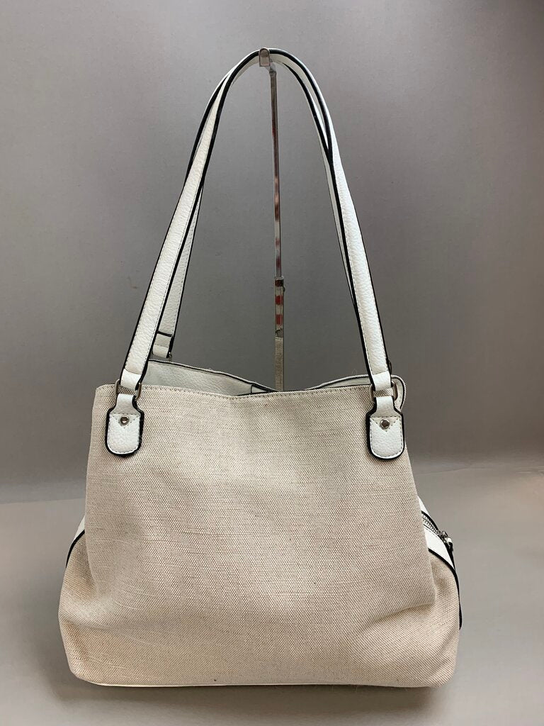 Silver Beige Purse with White Straps