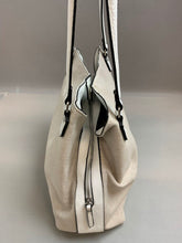Load image into Gallery viewer, Silver Beige Purse with White Straps
