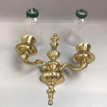 Load image into Gallery viewer, 2 Arm Brass Hurricane Shade Wall Sconce (14&quot;)
