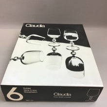 Load image into Gallery viewer, Vintage NIB Claudia Bohemia Fine Lead Crystal Goblets Set 6-340 ml Glasses (2 Available)
