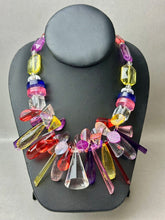 Load image into Gallery viewer, Vintage Rainbow Lucite Beaded Statement 20" Necklace &amp; 3" Earrings Set
