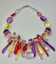 Load image into Gallery viewer, Vintage Rainbow Lucite Beaded Statement 20" Necklace &amp; 3" Earrings Set
