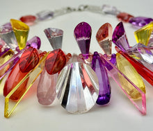 Load image into Gallery viewer, Vintage Rainbow Lucite Beaded Statement 20" Necklace &amp; 3" Earrings Set
