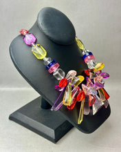 Load image into Gallery viewer, Vintage Rainbow Lucite Beaded Statement 20" Necklace &amp; 3" Earrings Set
