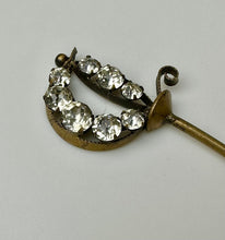 Load image into Gallery viewer, Antique Victorian Brass Clear Rhinestone Sword Hat Stick Pin (5.75&quot;)
