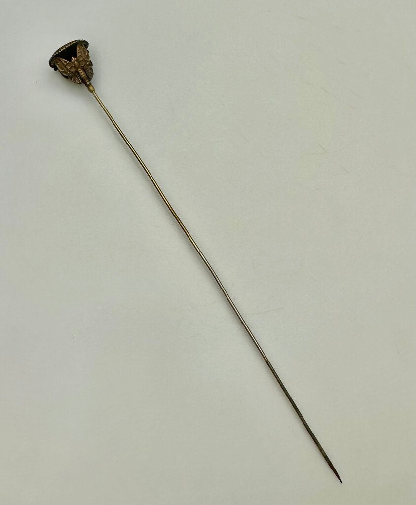 Antique Victorian Monogrammed Signet Butterfly Hat Stick Pin (9