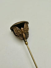 Load image into Gallery viewer, Antique Victorian Monogrammed Signet Butterfly Hat Stick Pin (9&quot;)
