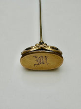 Load image into Gallery viewer, Antique Victorian Monogrammed Signet Hat Stick Pin (8.75&quot;)
