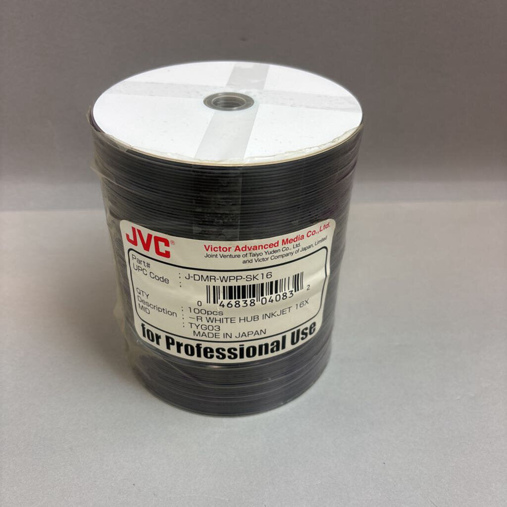 JVC 16X DVD-R 4.7GB Inkjet Hub Printable Media (100pcs)