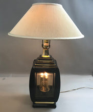Load image into Gallery viewer, Asian Black Lacquer 3-Way Lamp With Glass Panels (29&quot;)
