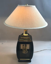 Load image into Gallery viewer, Asian Black Lacquer 3-Way Lamp With Glass Panels (29&quot;)
