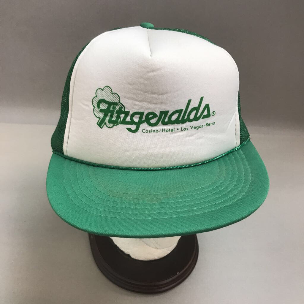 Vintage 1980s Trucker Hat Fitzgeralds Reno Hotel Casino Mesh Snapback Cap Rope Brim