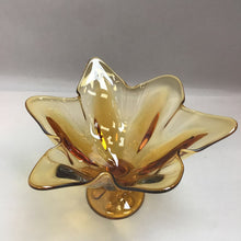 Load image into Gallery viewer, MCM Viking Amber Stretch Art Glass Pedestal Centerpiece Bowl (7&quot;)

