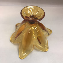 Load image into Gallery viewer, MCM Viking Amber Stretch Art Glass Pedestal Centerpiece Bowl (7&quot;)
