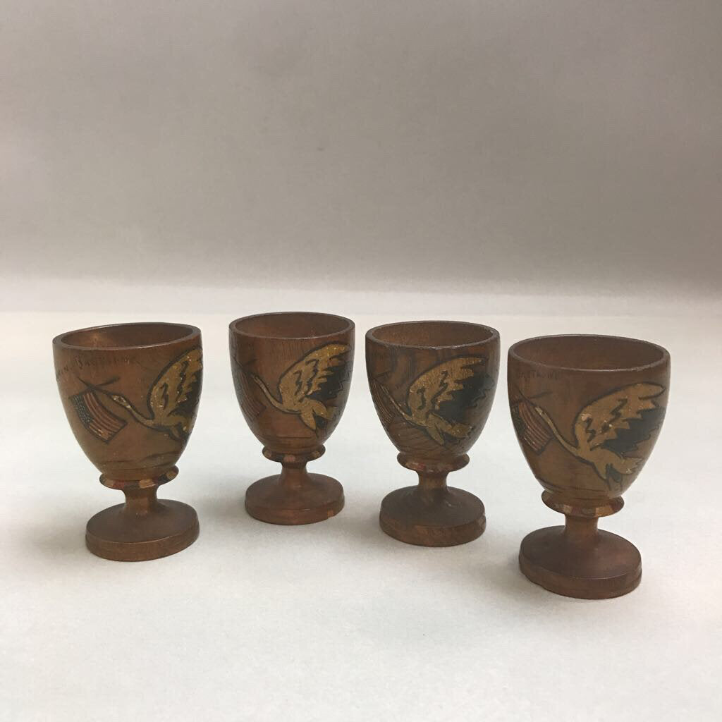 Vintage Wooden Hand Painted Carved Goblet