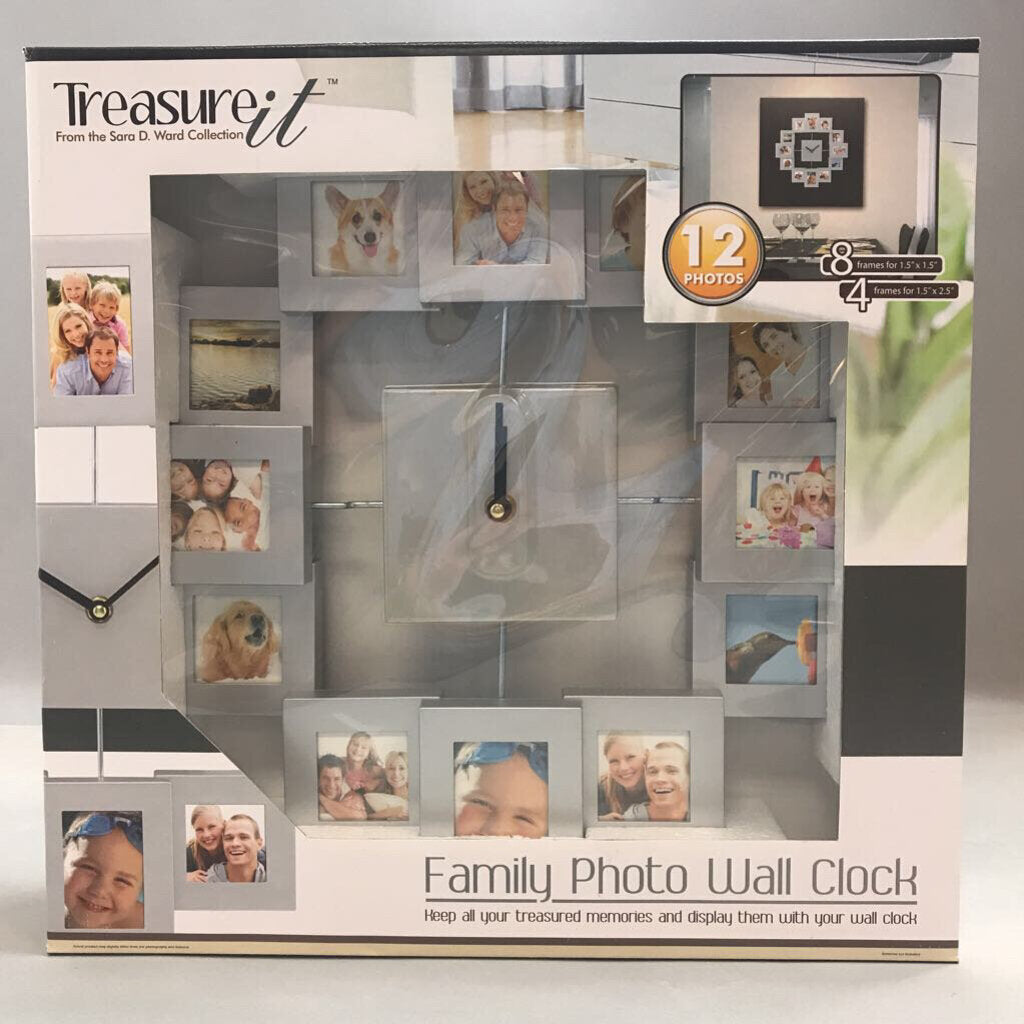 NIB Family Photo Wall Clock (14x14)