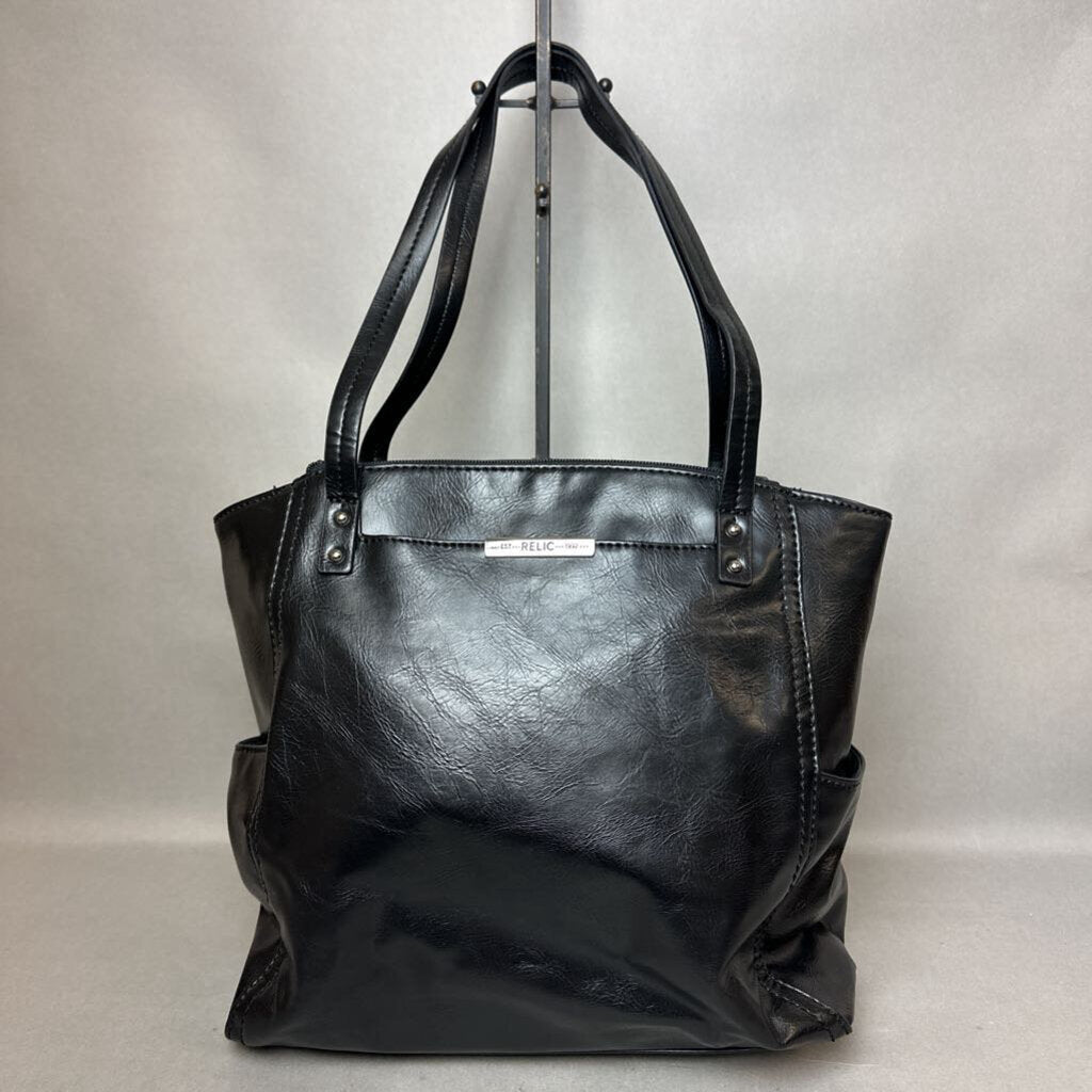 Vintage Relic Black Faux Leather Shoulder Bag Purse (12x14x5