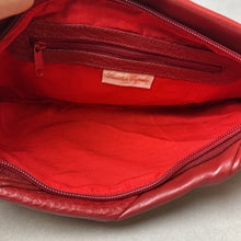 Load image into Gallery viewer, Vintage Leather Express Red Leather Convertible Clutch Crossbody Purse (7x12&quot;)
