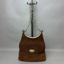 Load image into Gallery viewer, Vintage Brown Suede Gold Chain Strap Purse (9x8&quot;)
