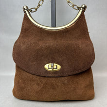 Load image into Gallery viewer, Vintage Brown Suede Gold Chain Strap Purse (9x8&quot;)
