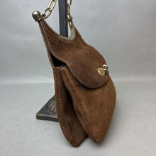 Load image into Gallery viewer, Vintage Brown Suede Gold Chain Strap Purse (9x8&quot;)
