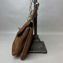 Load image into Gallery viewer, Vintage Brown Suede Gold Chain Strap Purse (9x8&quot;)
