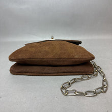 Load image into Gallery viewer, Vintage Brown Suede Gold Chain Strap Purse (9x8&quot;)
