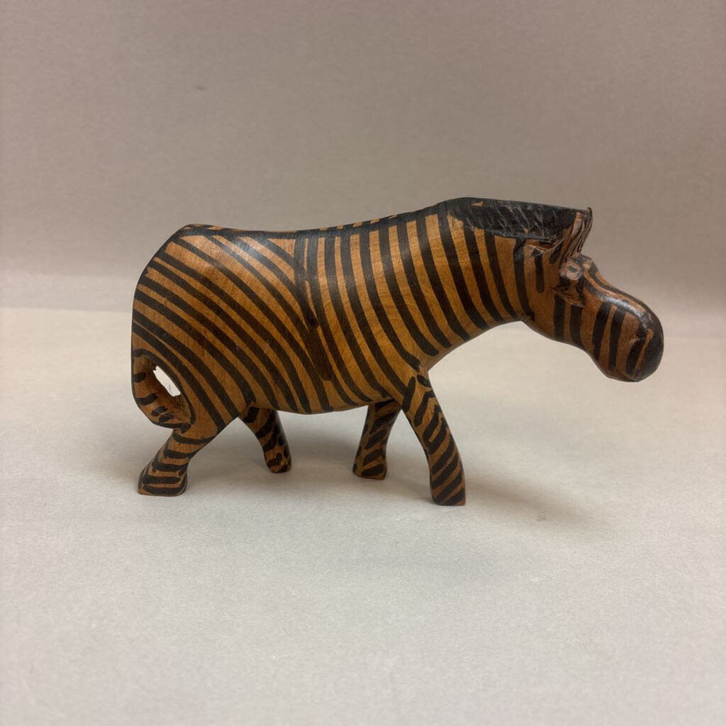 Hand Carved Wood Zebra (5x7)