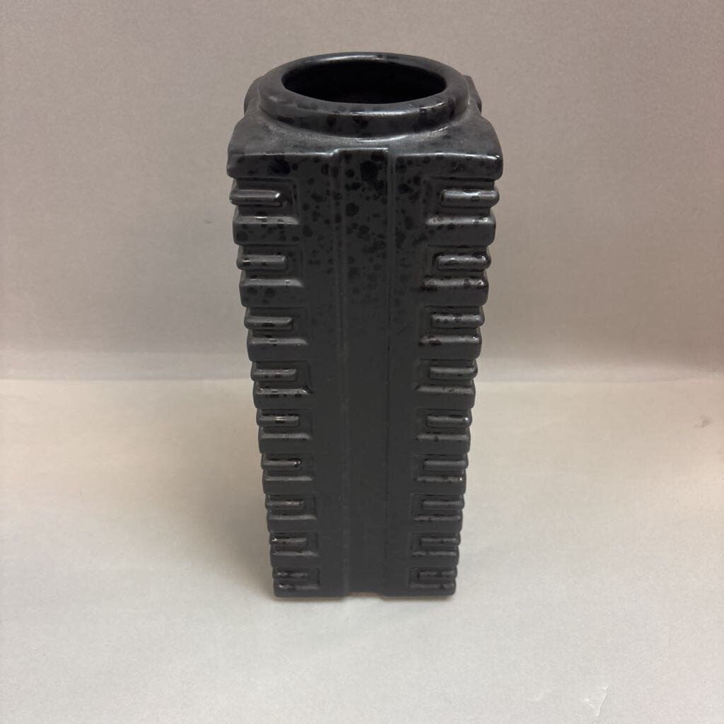 Royal Haeger Black Rectangular Vase Pottery (11