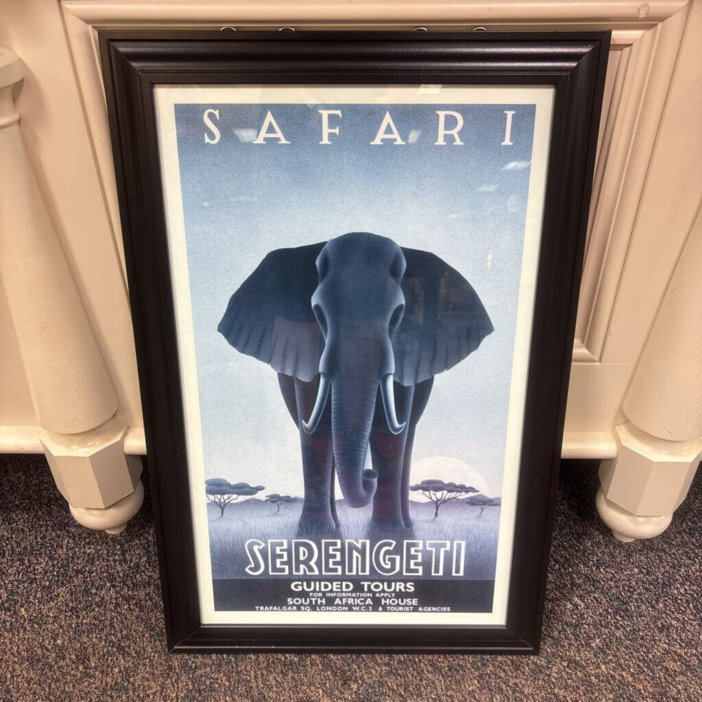 Black Framed Safari Elephant Print (32x20)