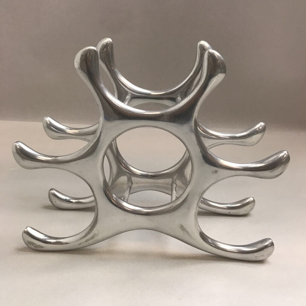 6 Bottle Polished Aluminum MCM Wine Rack