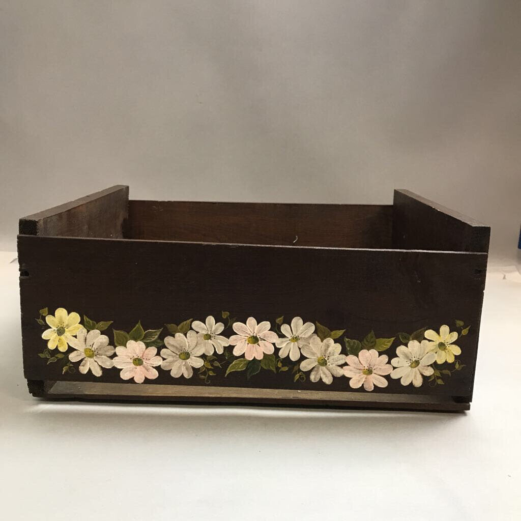 Hand Painted Floral Wood Crate (7x18x24)