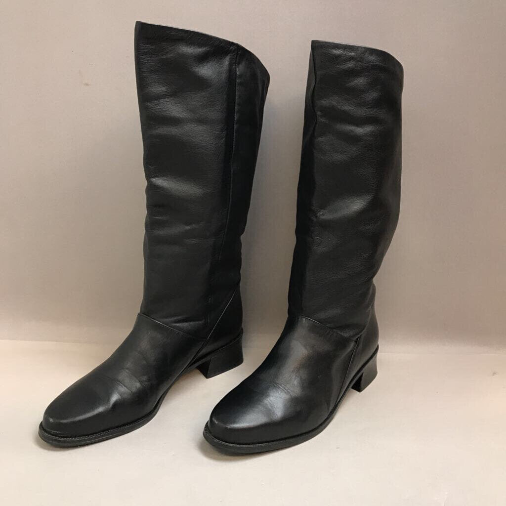 Mister Shoes Black Leather Boots Size 8W