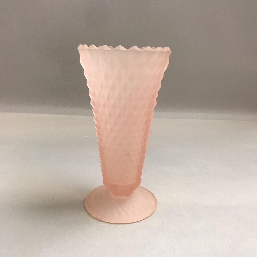 Indiana Glass Diamond Point Pink Glass Vase (8
