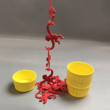 Load image into Gallery viewer, Vintage Barrel of Monkeys Game, Yellow w/ 16 Red Monkeys #8312 (5&quot;)
